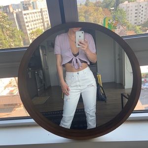 lilac purple tie crop top